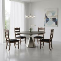 Modern Dining Table: Some lifestyle images are created with AI for visualization purposes. Crafted from natural solid wood, each piece is unique and will vary.