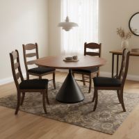 Dining Table: Some lifestyle images are created with AI for visualization purposes. Crafted from natural solid wood, each piece is unique and will vary.