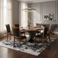 Modern Dining Table: Some lifestyle images are created with AI for visualization purposes. Crafted from natural solid wood, each piece is unique and will vary.