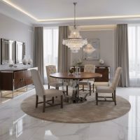 Contemporary Dining Table: Some lifestyle images are created with AI for visualization purposes. Crafted from natural solid wood, each piece is unique and will vary.