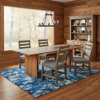 River Edge Dining Table: Some lifestyle images are created with AI for visualization purposes. Crafted from natural solid wood, each piece is unique and will vary.