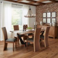 Contemporary Dining Table: Some lifestyle images are created with AI for visualization purposes. Crafted from natural solid wood, each piece is unique and will vary.