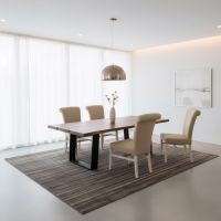 Modern Wood Dining Table: Some lifestyle images are created with AI for visualization purposes. Crafted from natural solid wood, each piece is unique and will vary.
