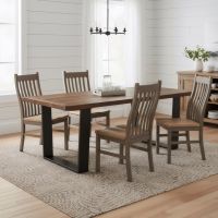 Modern Rustic Dining Table: Some lifestyle images are created with AI for visualization purposes. Crafted from natural solid wood, each piece is unique and will vary.