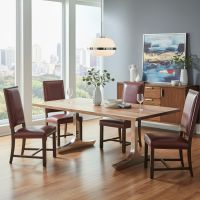 Contemporary Dining Table: Some lifestyle images are created with AI for visualization purposes. Crafted from natural solid wood, each piece is unique and will vary.