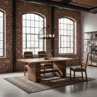 Natural Wood Dining Table: Some lifestyle images are created with AI for visualization purposes. Crafted from natural solid wood, each piece is unique and will vary.