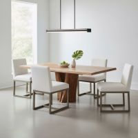 Live Edge Wood Dining Table: Some lifestyle images are created with AI for visualization purposes. Crafted from natural solid wood, each piece is unique and will vary.