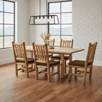Natural Wood Dining Table: Some lifestyle images are created with AI for visualization purposes. Crafted from natural solid wood, each piece is unique and will vary.