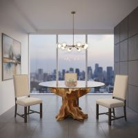 Wood Stump Table Base: Some lifestyle images are created with AI for visualization purposes. Crafted from natural solid wood, each piece is unique and will vary.