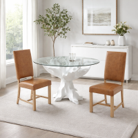 Natural Wood Pedestal Base: Some lifestyle images are created with AI for visualization purposes. Crafted from natural solid wood, each piece is unique and will vary.