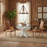 Modern Rustic Dining Base: Some lifestyle images are created with AI for visualization purposes. Crafted from natural solid wood, each piece is unique and will vary.