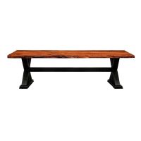 Rustic Redwood Slab Trestle Dining Table