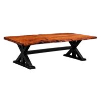 Rustic Redwood Slab Trestle Dining Table