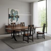 Soft Modern Dining Table: Some lifestyle images are created with AI for visualization purposes. Crafted from natural solid wood, each piece is unique and will vary.