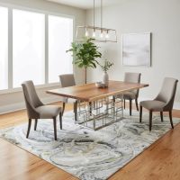 Metal Base Dining Table: Some lifestyle images are created with AI for visualization purposes. Crafted from natural solid wood, each piece is unique and will vary.