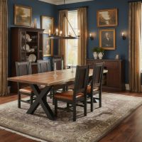 Natural Wood Dining Table: Some lifestyle images are created with AI for visualization purposes. Crafted from natural solid wood, each piece is unique and will vary.