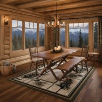 Rustic Dining Table: Some lifestyle images are created with AI for visualization purposes. Crafted from natural solid wood, each piece is unique and will vary.