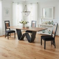 Modern Wood Dining Table: Some lifestyle images are created with AI for visualization purposes. Crafted from natural solid wood, each piece is unique and will vary.