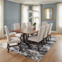 Contemporary Dining Table: Some lifestyle images are created with AI for visualization purposes. Crafted from natural solid wood, each piece is unique and will vary.