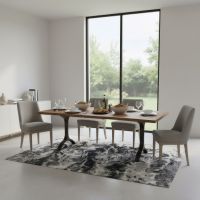 Natural Wood Dining Table: Some lifestyle images are created with AI for visualization purposes. Crafted from natural solid wood, each piece is unique and will vary.