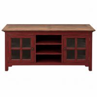 Cottage Sunrise Painted Entertainment Center in Red Harvest