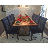 Twisted Trails Natural Wood Teak Root Dining Table - Live Edge Black Walnut Table Top - Natural Clear Table Top Finish