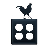 Wrought Iron Rooster Double Outlet Cover