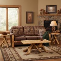 Aspen Log End Table: Some lifestyle images are created with AI for visualization purposes. Crafted from natural solid wood, each piece is unique and will vary.