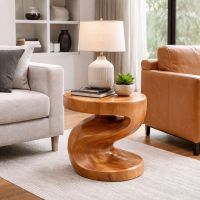 Organic Wood Furniture: Some lifestyle images are created with AI for visualization purposes. Crafted from natural solid wood, each piece is unique and will vary.