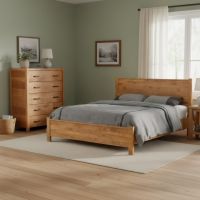 Bed: Some lifestyle images are created with AI for visualization purposes. Crafted from natural solid wood, each piece is unique and will vary.