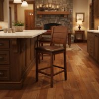 Leather Seat Wood Bar Stool: Some lifestyle images are created with AI for visualization purposes. Crafted from natural solid wood, each piece is unique and will vary.