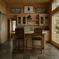 Reclaimed Wood Bar Stool: Some lifestyle images are created with AI for visualization purposes. Crafted from natural solid wood, each piece is unique and will vary.