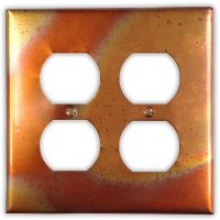 Flamed 2 Outlet Copper Switch Plate