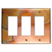 Flamed 3 Rocker/GFI Copper Switch Plate