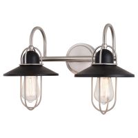 Galena 2-Light Matte Black and Satin Nickel Vanity Light