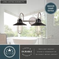 Galena 2-Light Matte Black and Satin Nickel Vanity Light