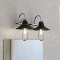 Galena 2-Light Matte Black and Satin Nickel Vanity Light