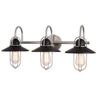Galena 3-Light Matte Black and Satin Nickel Vanity Light