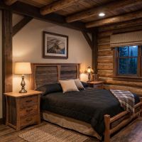 Barnwood Nightstand: Some lifestyle images are created with AI for visualization purposes. Crafted from natural solid wood, each piece is unique and will vary.