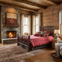 Unique Rustic Bed: Some lifestyle images are created with AI for visualization purposes. Crafted from natural solid wood, each piece is unique and will vary.