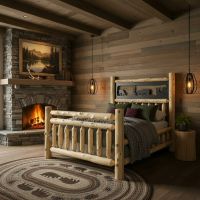 Metal Insert Bed: Some lifestyle images are created with AI for visualization purposes. Crafted from natural solid wood, each piece is unique and will vary.