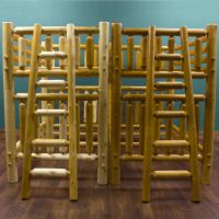 Hidden Lake Classic Twin over Twin Log Bunk Bed - Clear Finish (L) & Honey Finish (R)