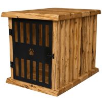 Rustic Valley Dog Crate End Table in Honey Finish