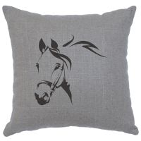 Horse Profile Image Decor Pillow - Gray Linen