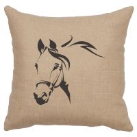 Horse Profile Image Decor Pillow - Natural Linen