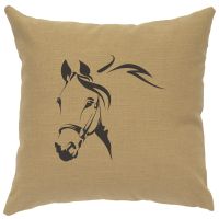 Horse Profile Image Decor Pillow - Straw Linen