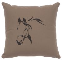 Horse Profile Image Decor Pillow - Taupe Cotton