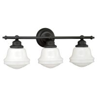 Huntley 3-Light Milk Glass Oil Rubbed Bronze Vanity Light