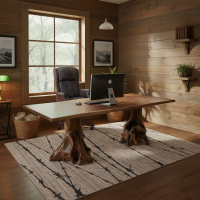 Rustic Desk: Some lifestyle images are created with AI for visualization purposes. Crafted from natural solid wood, each piece is unique and will vary.