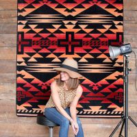 Rustic Cross Rug - Burnt Red